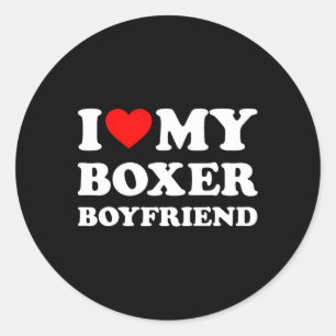 I Love My Boxer Boyfriend Heart Bf Boxe Athlete Bo Classic Round Sticker