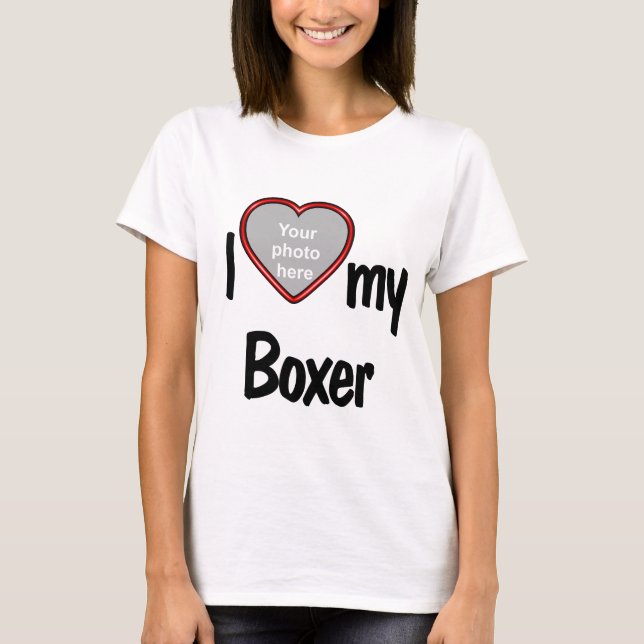 I Love My Boxer Cute Sweet Heart Photo Frame T-Shirt (Front)