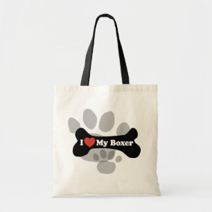I Love My Boxer - Dog Bone Tote Bag