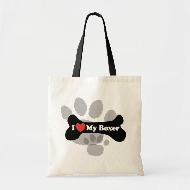 I Love My Boxer - Dog Bone Tote Bag (Front)