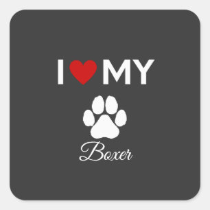I love my Boxer dog custom name Square Sticker