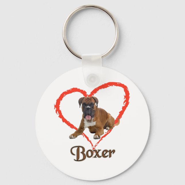 I Love My Boxer Dog Key Ring (Front)