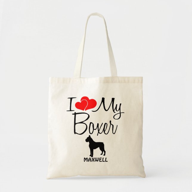 I Love My Boxer Dog Tote Bag (Front)