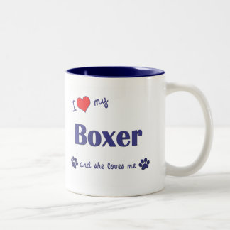I Love My Boxer (Female Dog) Two-Tone Coffee Mug