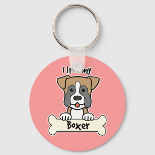 I Love My Boxer Key Ring