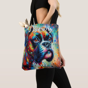 I Love My Boxer Pop Art Dog Personalized Tote Bag