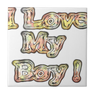 I Love My Boy Design Cool Vintage Collection Text Tile