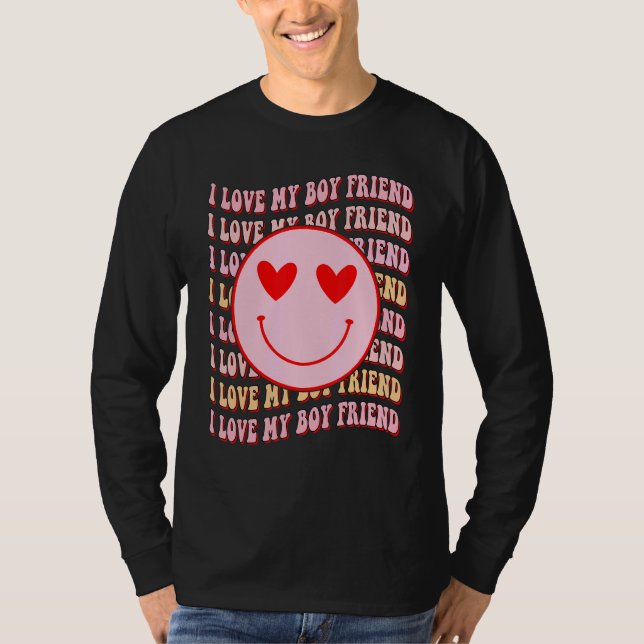 I love my boy friend  Happy Face Heart For Women T-Shirt (Front)