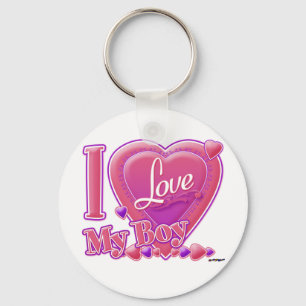 I Love My Boy pink/purple - heart Key Ring