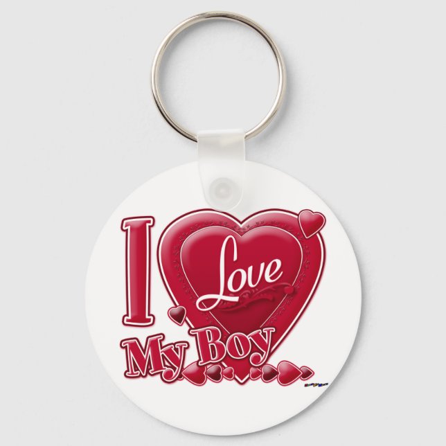 I Love My Boy red - heart Key Ring (Front)