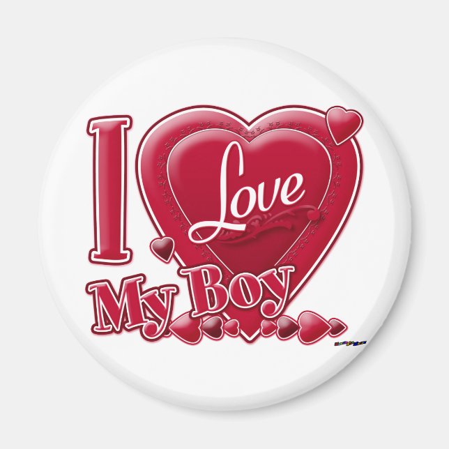 I Love My Boy red - heart Magnet (Front)