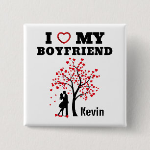 I Love my Boyfriend 15 Cm Square Badge