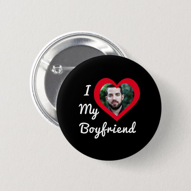 I Love My Boyfriend Bae Personalized Custom Photo 6 Cm Round Badge (Front & Back)