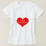 I Love My Boyfriend Boy Friend Red Heart Cute T-Shirt<br><div class="desc">Designed with cute red heart pattern and custom text "i love my boyfriend" which you may customise as you wish! Simple and cute design perfect for those who love their boyfriend!</div>