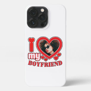 I Love My Boyfriend Custom Heart Photo iPhone 13 Pro Case