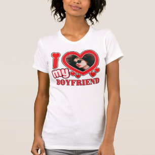 I Love My Boyfriend Custom Heart Photo T-Shirt
