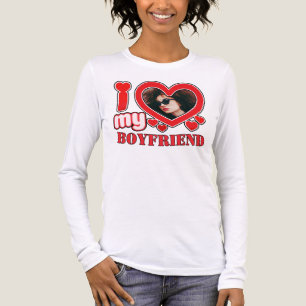 I Love My Boyfriend Custom Heart Photo Tri-Blend Shirt