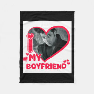 I Love My Boyfriend Custom Photo Heart Love T Shir Fleece Blanket
