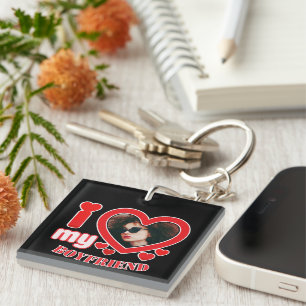 I Love My Boyfriend Custom Photo Key Ring