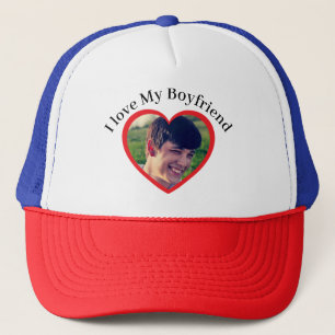 I Love My Boyfriend Custom Photo & Text Trucker Hat