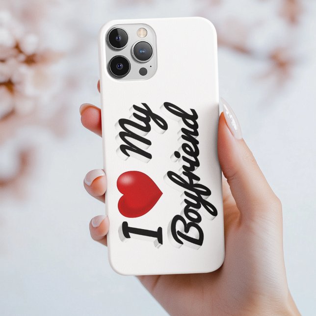 I Love My Boyfriend cute black text  iPhone Case (Creator Uploaded)