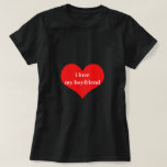 I Love My Boyfriend Cute Heart Red White Black T-Shirt<br><div class="desc">Designed with cute red heart pattern and custom text "i love my boyfriend" which you may customise as you wish! Simple and cute design perfect for those who love their boyfriend!</div>