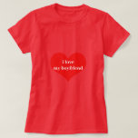 I Love My Boyfriend Cute Heart Red White Custom T-Shirt<br><div class="desc">Designed with cute red heart pattern and custom text "i love my boyfriend" which you may customise as you wish! Simple and cute design perfect for those who love their boyfriend!</div>