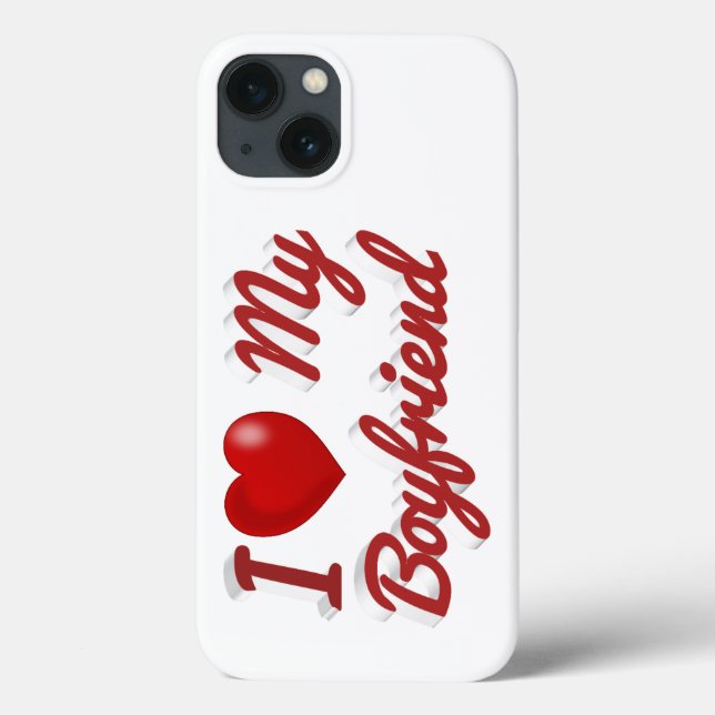I Love My Boyfriend cute red text iPhone Case (Back)