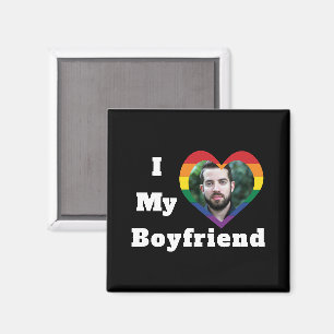 I Love My Boyfriend Gay Pride LGBTQ Custom Photo Magnet