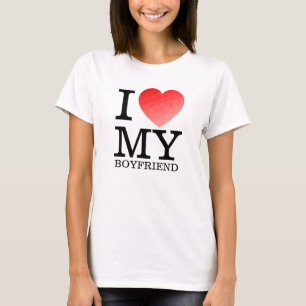 I love my boyfriend geometric heart Valentine day T-Shirt