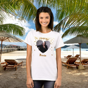 I love my boyfriend heart photo name T-Shirt