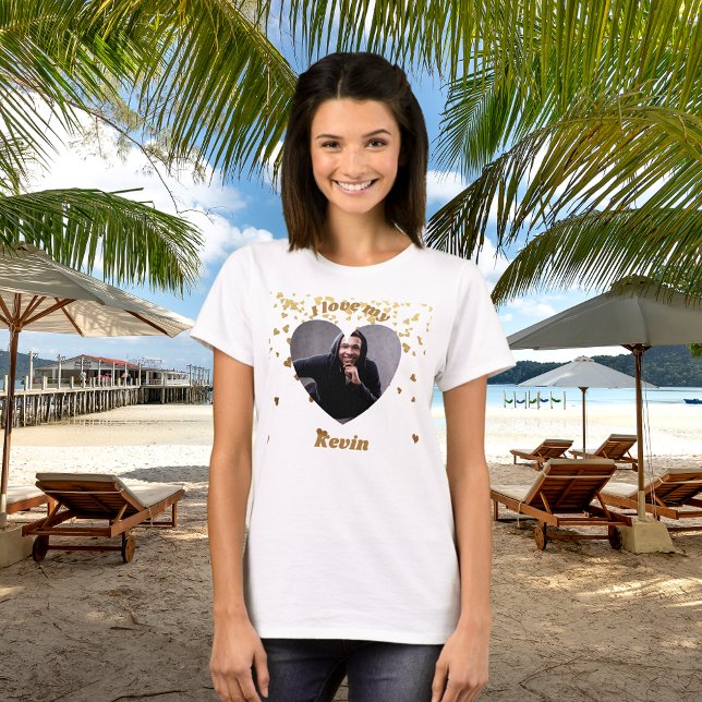 I love my boyfriend heart photo name T-Shirt (Creator Uploaded)