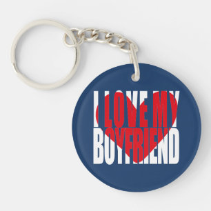 I Love My Boyfriend Heart Photo Personalised Key Ring