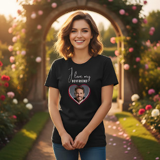 I love my Boyfriend Heart Photo Women T-Shirt