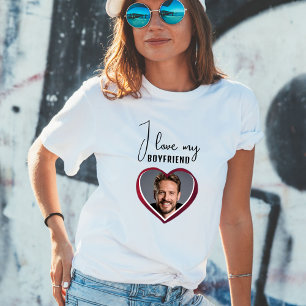 I love my Boyfriend Heart Photo Women T-Shirt
