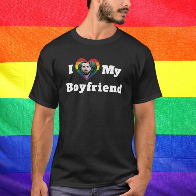 I Love My Boyfriend LGBTQ Gay Pride Custom Photo T-Shirt (Creator Uploaded)