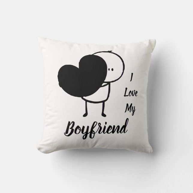 I Love My BOYFRIEND - Modern personalised Custom Cushion (Front)