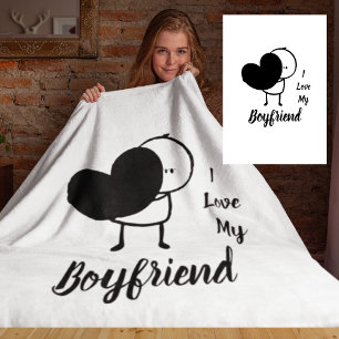 I Love My BOYFRIEND - Modern personalised Custom Fleece Blanket
