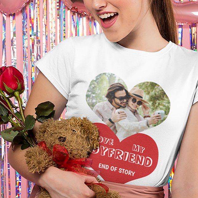 I love my boyfriend personalised photo heart T-Shirt (Creator Uploaded)