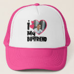 I Love My Boyfriend Personalised Photo Trucker Hat<br><div class="desc">I Love My Boyfriend Heart Custom Photo</div>
