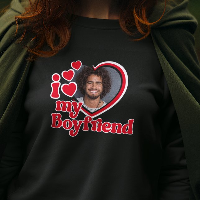 I Love My Boyfriend Photo Black Sweatshirt (Creator Uploaded)