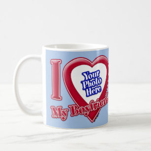 I Love My Boyfriend Photo Red Heart Baby Blue Coffee Mug