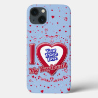 I Love My Boyfriend Photo Red Hearts Baby Blue