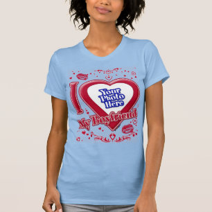 I Love My Boyfriend Photo Red Hearts Baby Blue T-Shirt
