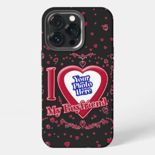 I Love My Boyfriend Photo Red Hearts Black iPhone 13 Pro Case