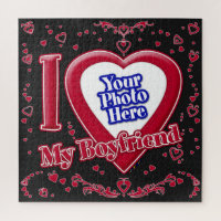 I Love My Boyfriend Photo Red Hearts Black