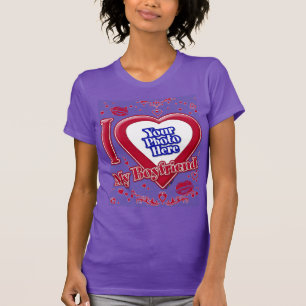 I Love My Boyfriend Photo Red Hearts Purple T-Shirt