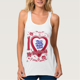 I Love My Boyfriend Photo Red Hearts Singlet