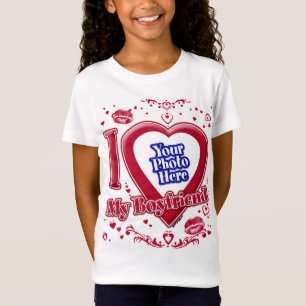 I Love My Boyfriend Photo Red Hearts T-Shirt