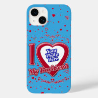 I Love My Boyfriend Photo Red Hearts Teal